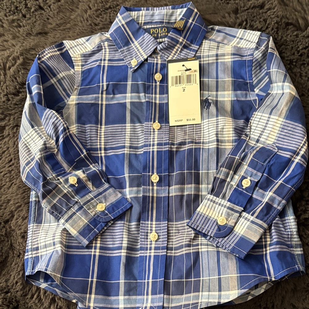 Polo by Ralph Lauren Kids Blue and White Checkered Shirt